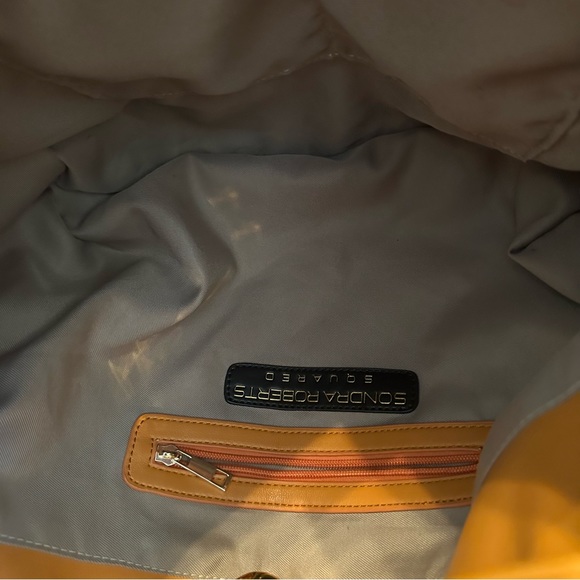 Sondra Roberts squared orange soft vegan leather hobo bag - Picture 6 of 8